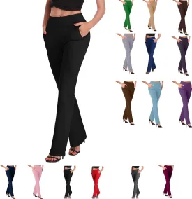 2025New Work Pants for Women Stretch Business Casual Wide Leg Dress Pants, High Waist Bell Bottoms