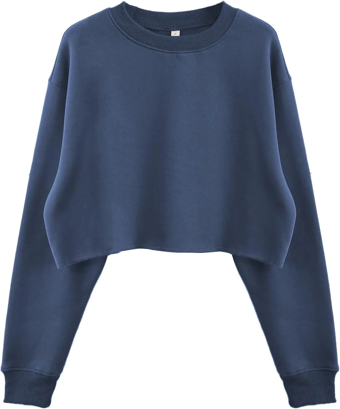 Amazhiyu Women' s Pullover Cropped Sweatshirt Crew Neck Long Sleeve Fleece Crop Tops