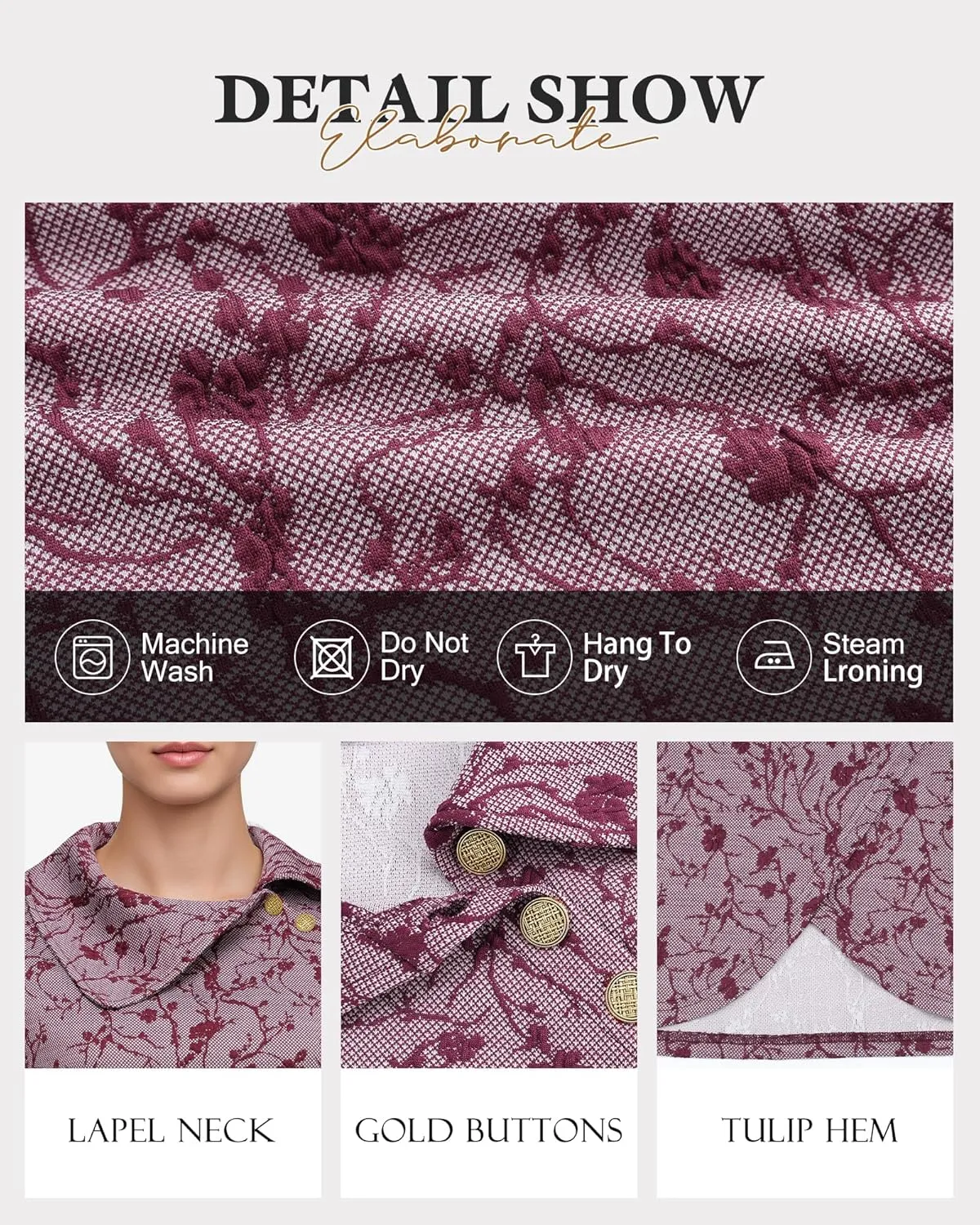 Bebonnie Women's Long Sleeve Lapel Neck Lightweight Sweatshirt Pullover Tunic Tops with Buttons