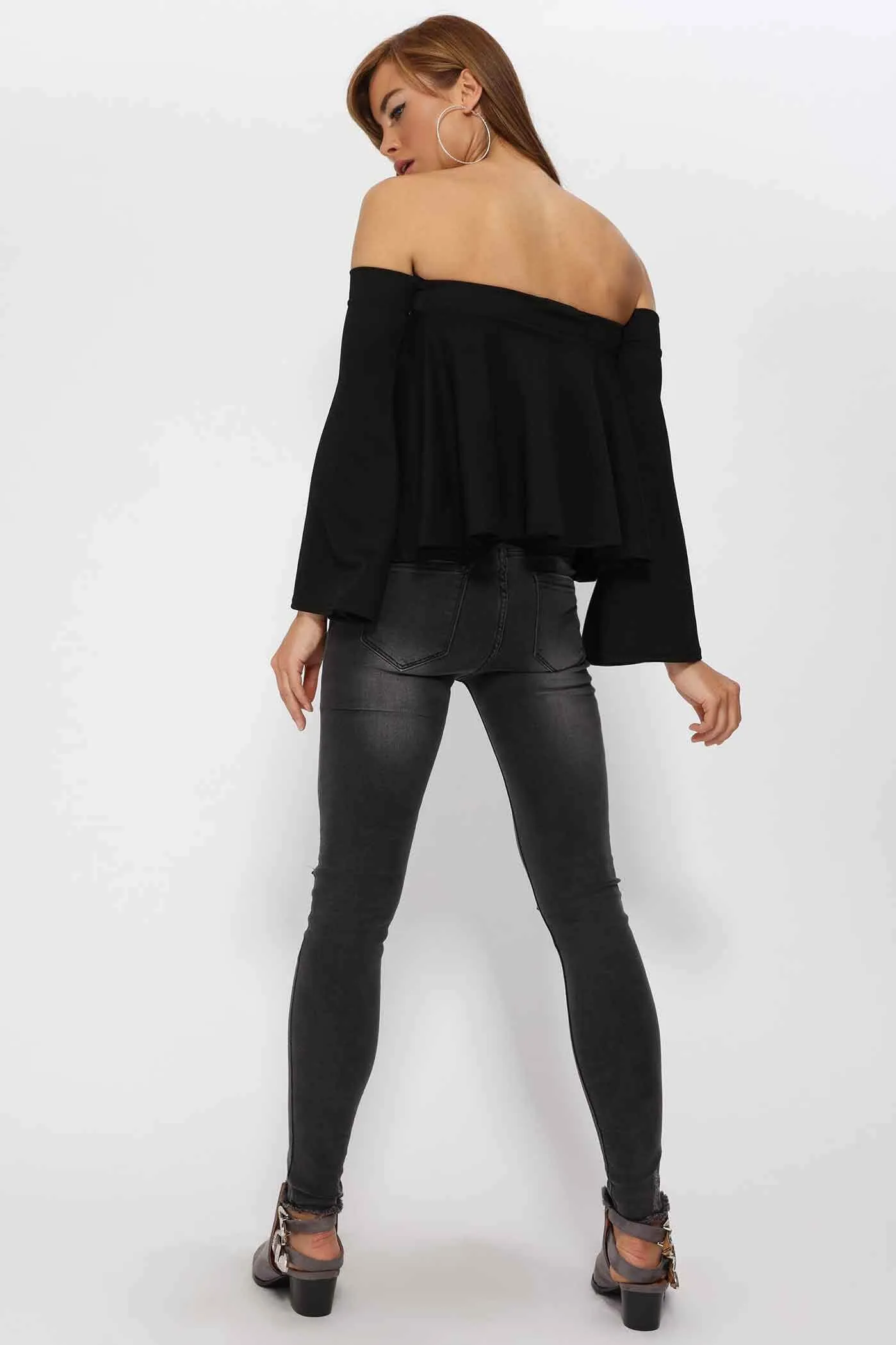 Black Off The Shoulder Swing Top