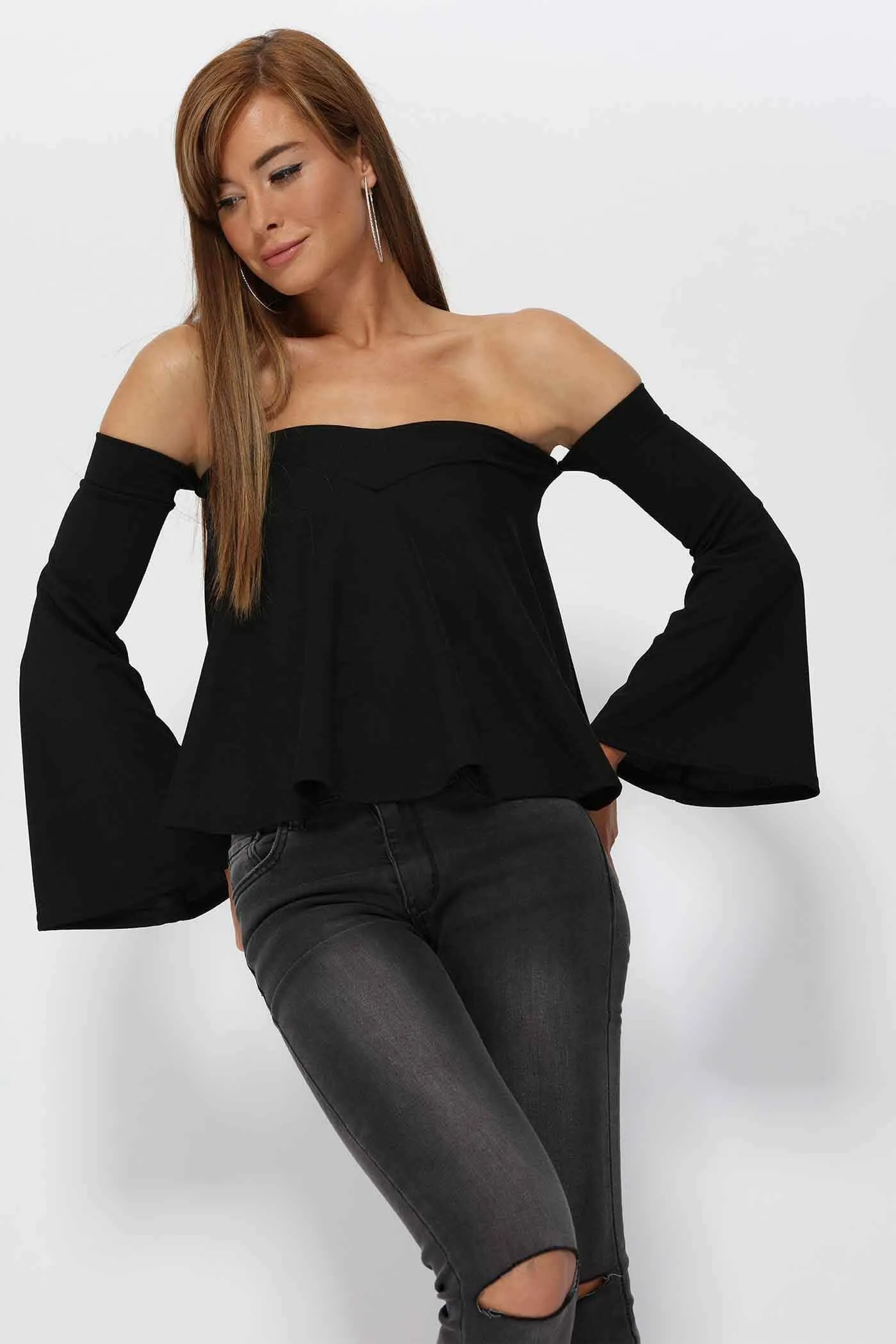 Black Off The Shoulder Swing Top