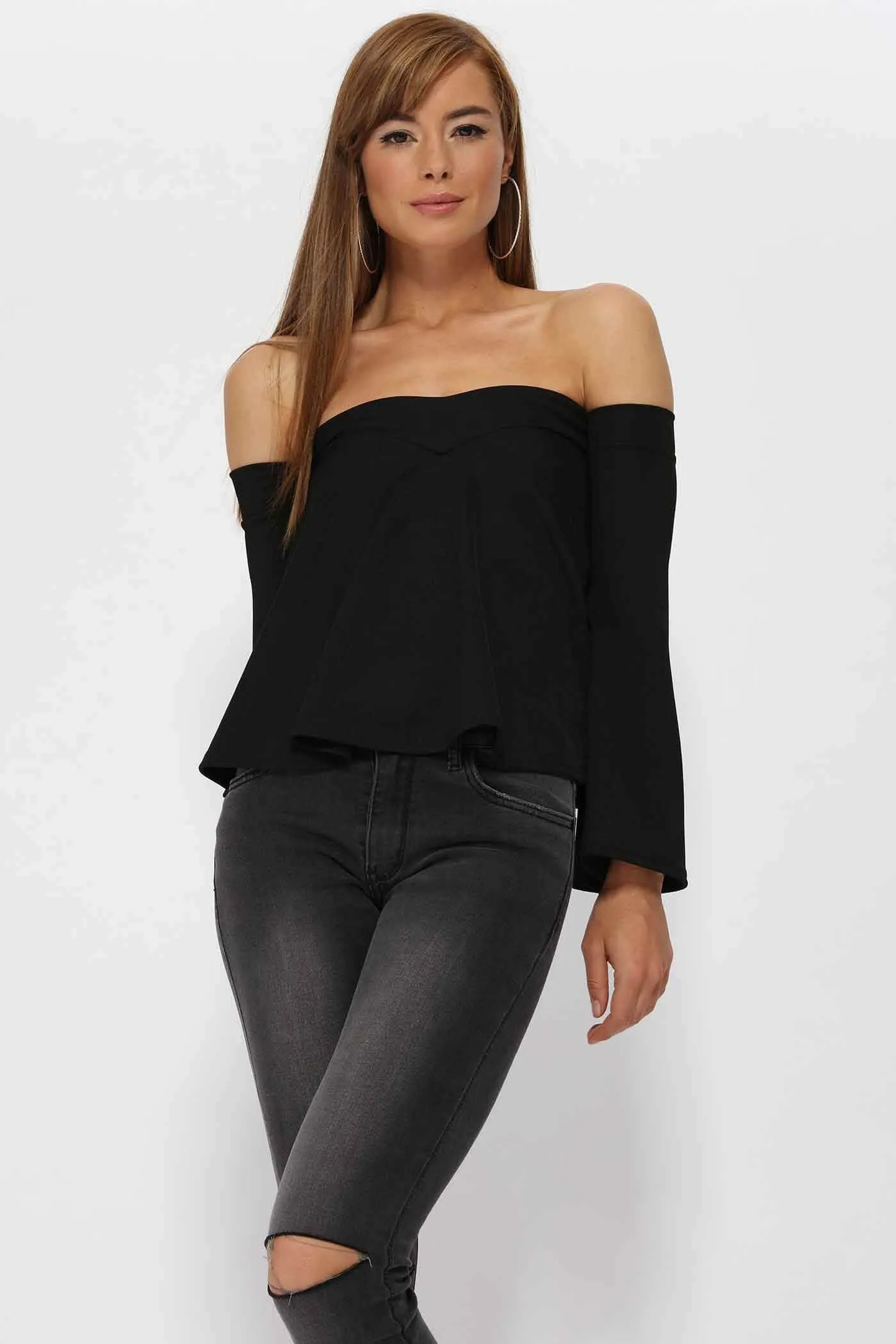Black Off The Shoulder Swing Top
