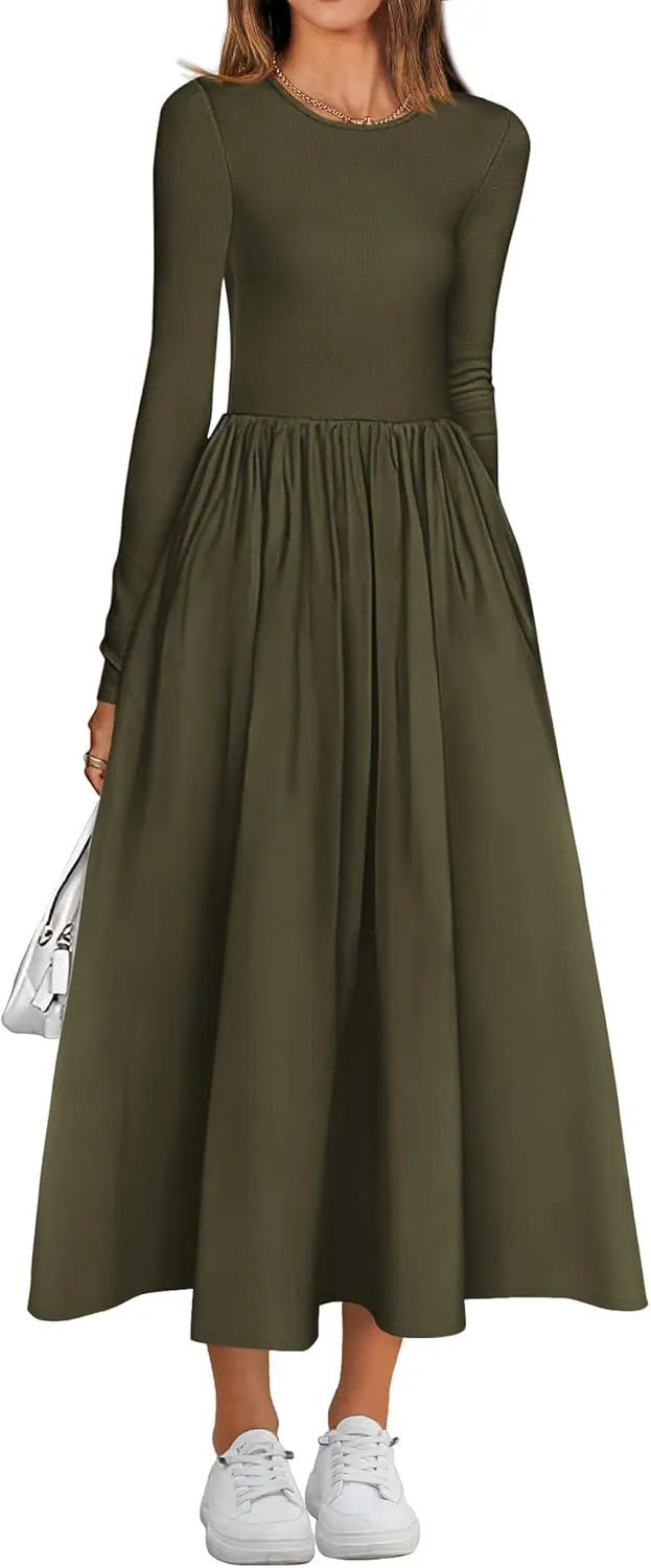 BTFBM Casual Long Sleeve Dresses Spring Dresses 2025 Wedding Guest Dress Midi Dress Flowy Bohemian Long Dress
