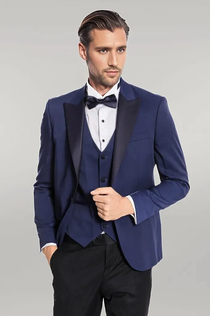 Dot-Patterned Navy Tuxedo - Wessi