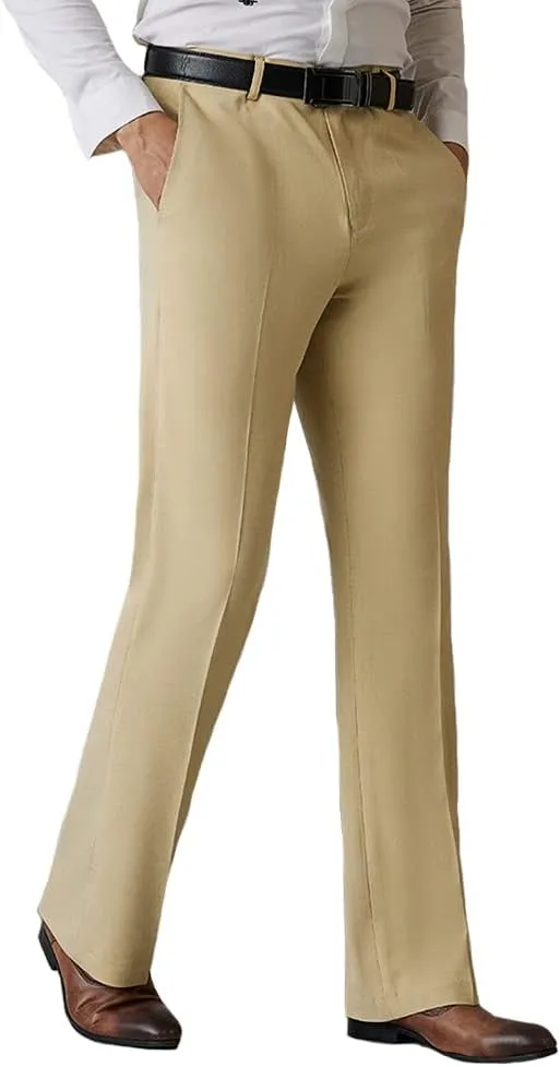 HAORUN Men Bell Bottom Pants Vintage 60s 70s Flare Formal Dress Trousers Slim Fit