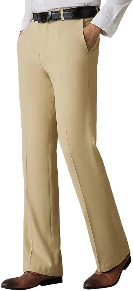 HAORUN Men Bell Bottom Pants Vintage 60s 70s Flare Formal Dress Trousers Slim Fit