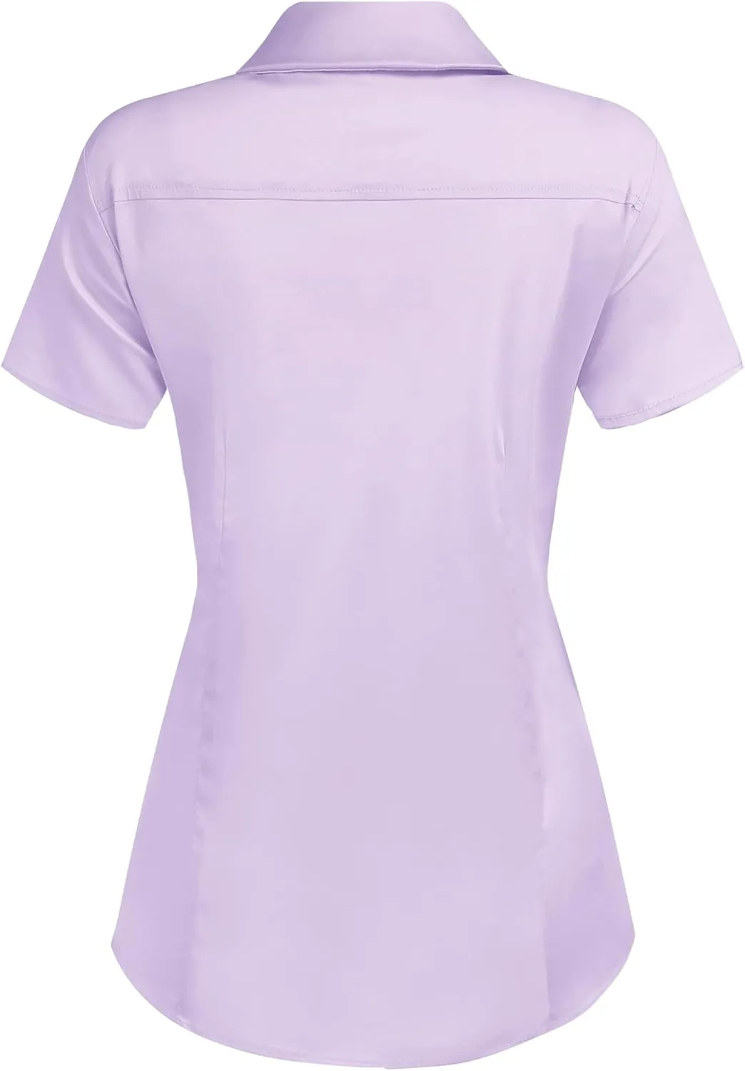 HOTOUCH Women's Basic Button Up Shirt Short Sleeve Stretchy Button Down Collared Shirts Waitress Work Shirt