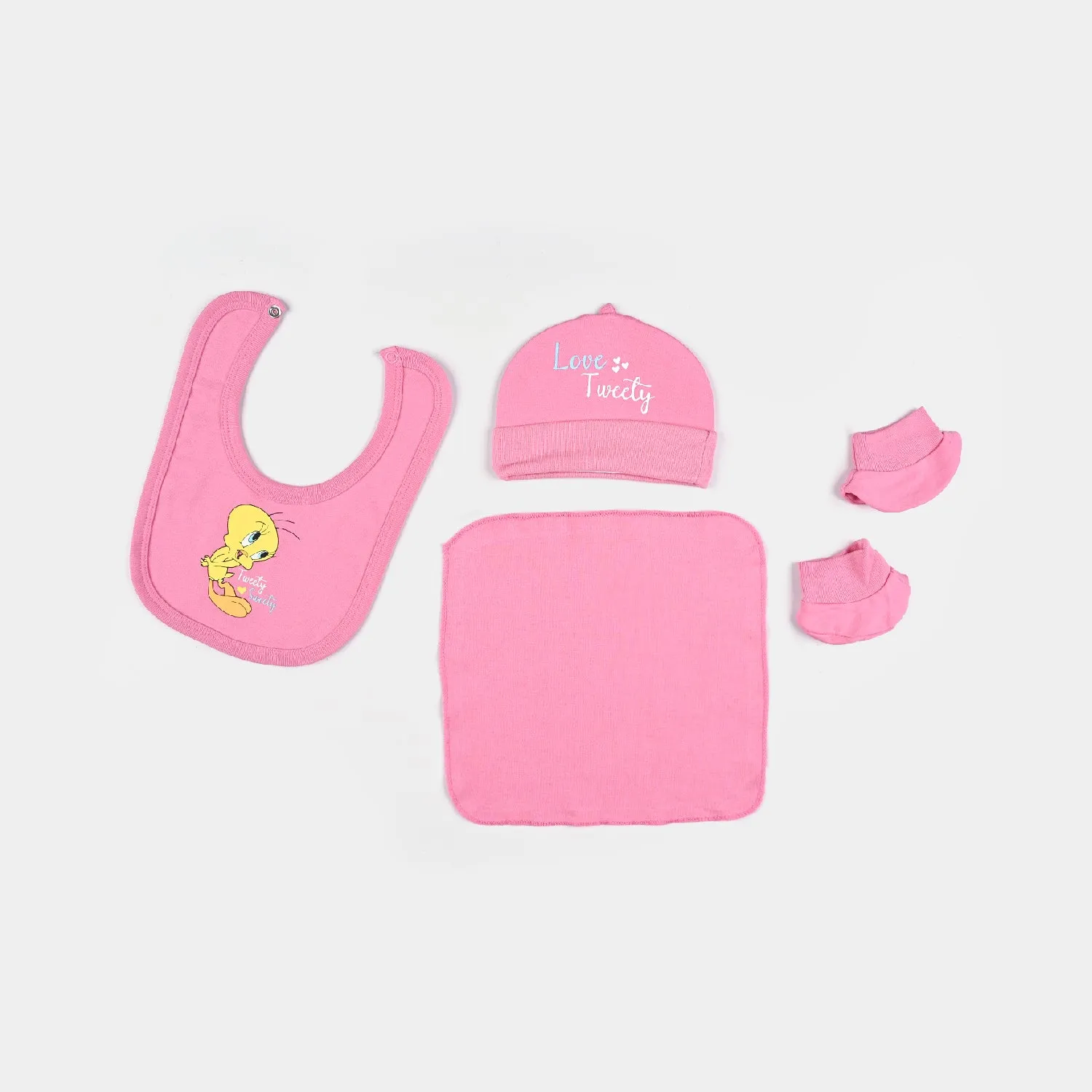 Infant Girls Cotton Interlock 7 Piece Set Character-Pink