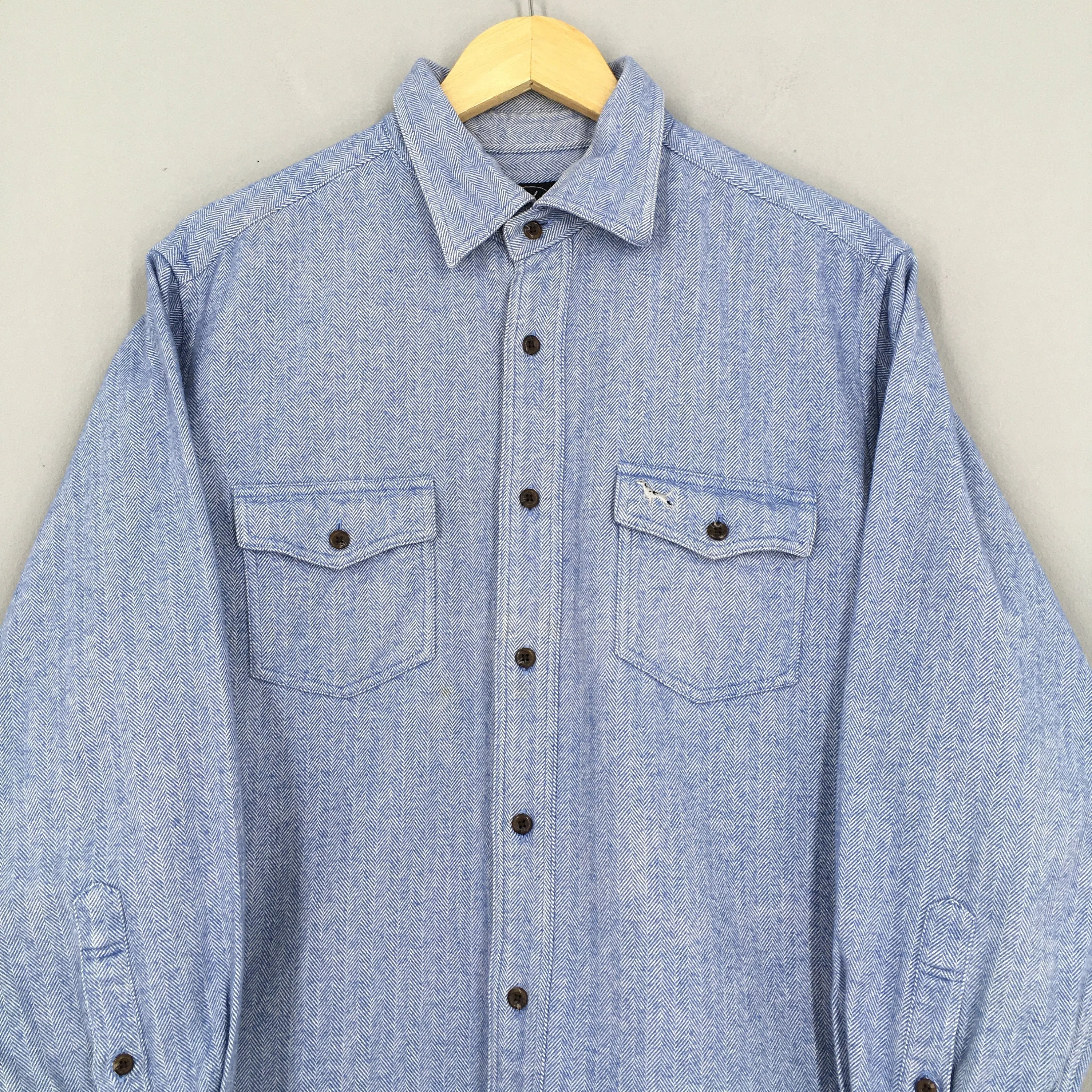 Ken Collection Herringbone Denim Shirt Large