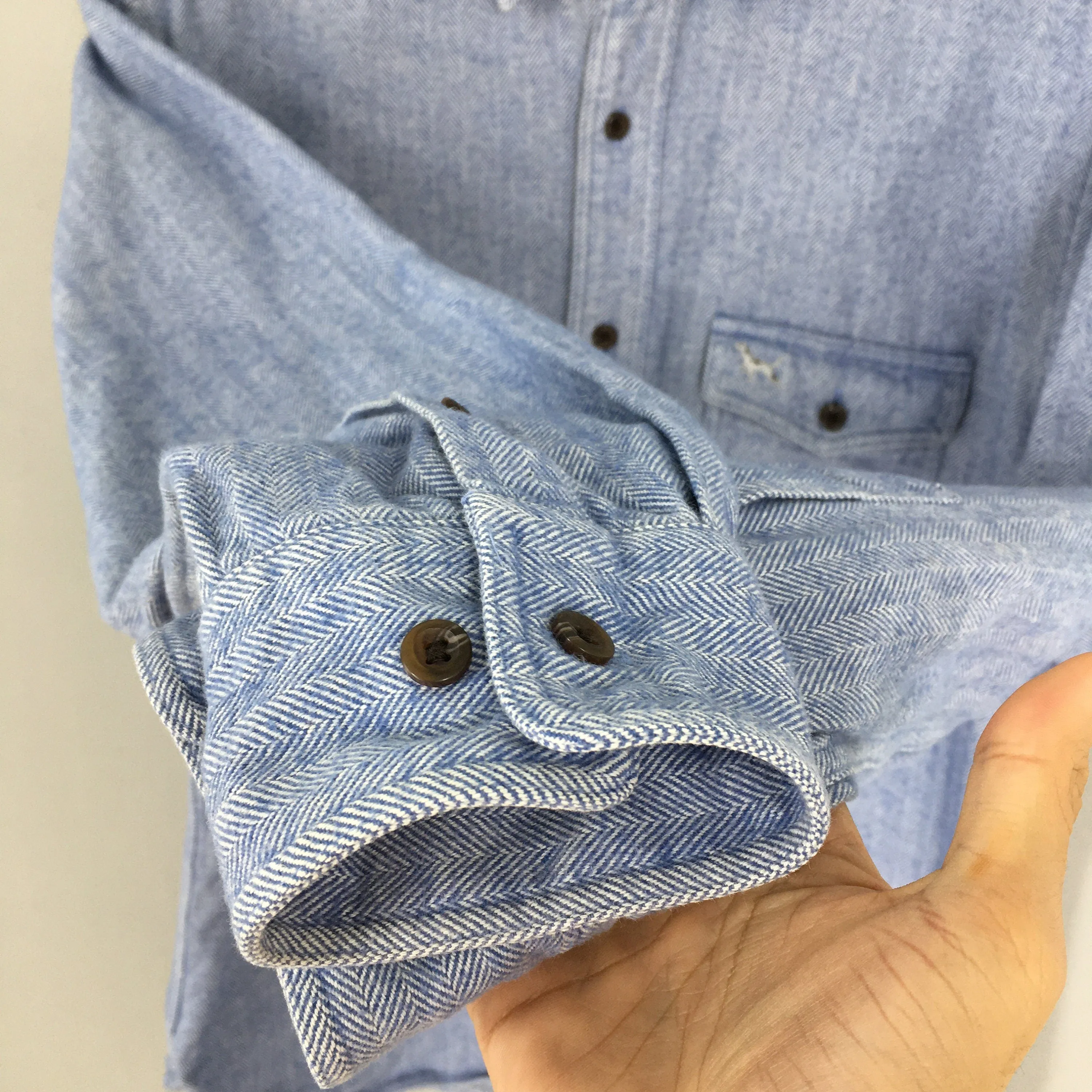 Ken Collection Herringbone Denim Shirt Large