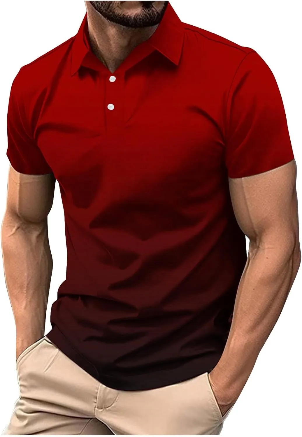 Mens Polo Shirts Short Sleeve Sport Golf Tennis T Shirt Quick Dry Athletic Workout Polo Shirt Gradient Blouse