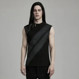 Men's Punk Asymmetric Zipper Tank Top
