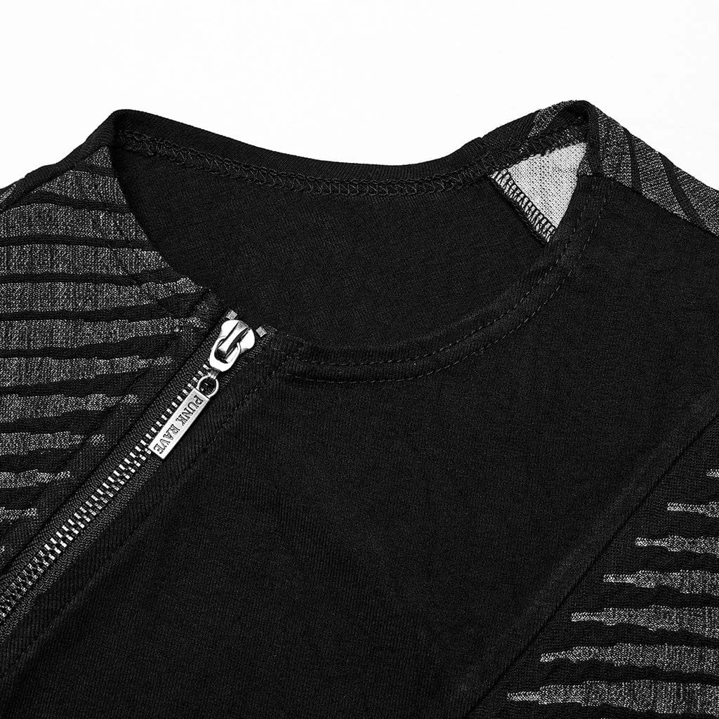 Men's Punk Asymmetric Zipper Tank Top