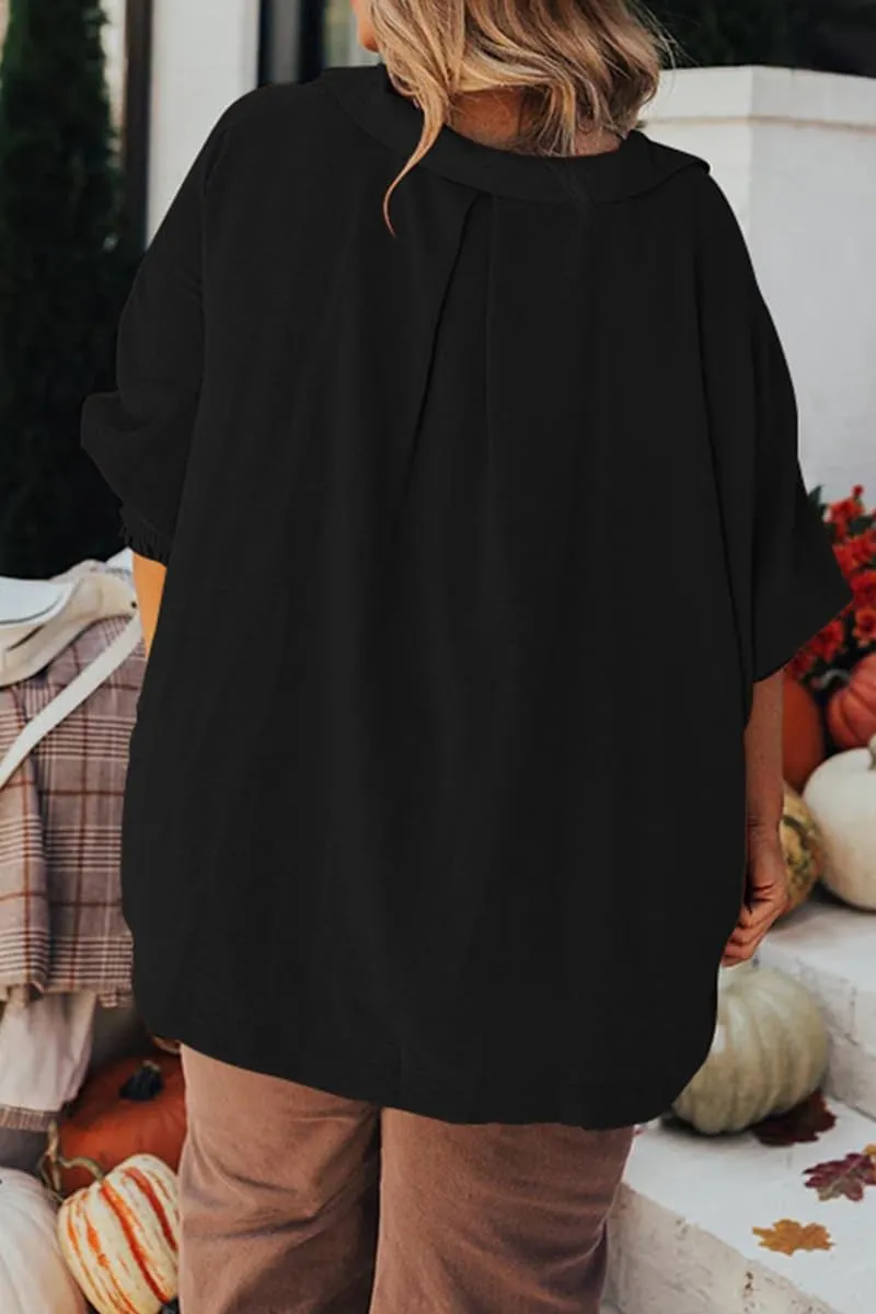 Merryfun Women's Summer V Neck Shirts 3/4 Sleeve Oversized Dressy Blouses Loose Collared Shirt Casual Solid Tunic Tops