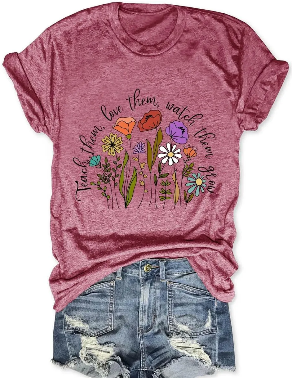 Savarana Women's Spread Kindness Shirt Cute Wildflower Botanical T-Shirt Novelty Positive Blessed Tops Tee