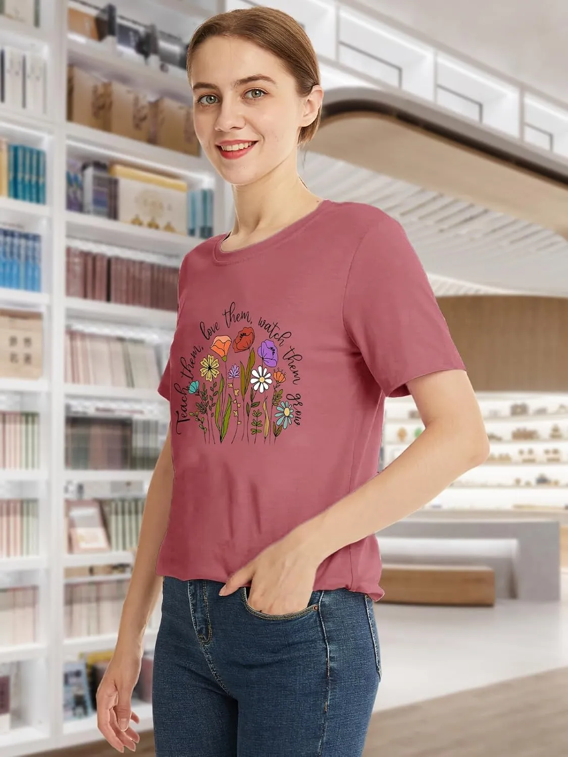 Savarana Women's Spread Kindness Shirt Cute Wildflower Botanical T-Shirt Novelty Positive Blessed Tops Tee