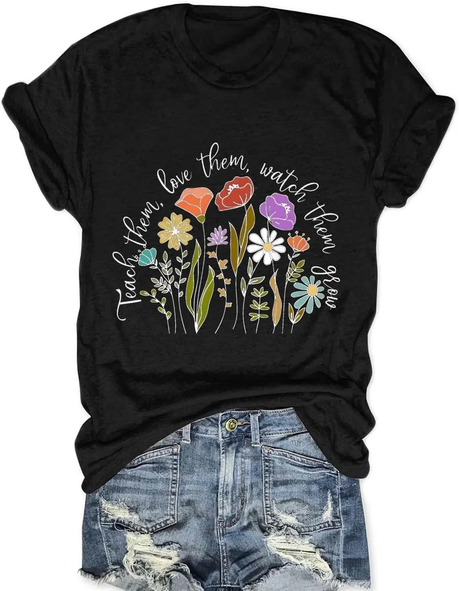 Savarana Women's Spread Kindness Shirt Cute Wildflower Botanical T-Shirt Novelty Positive Blessed Tops Tee