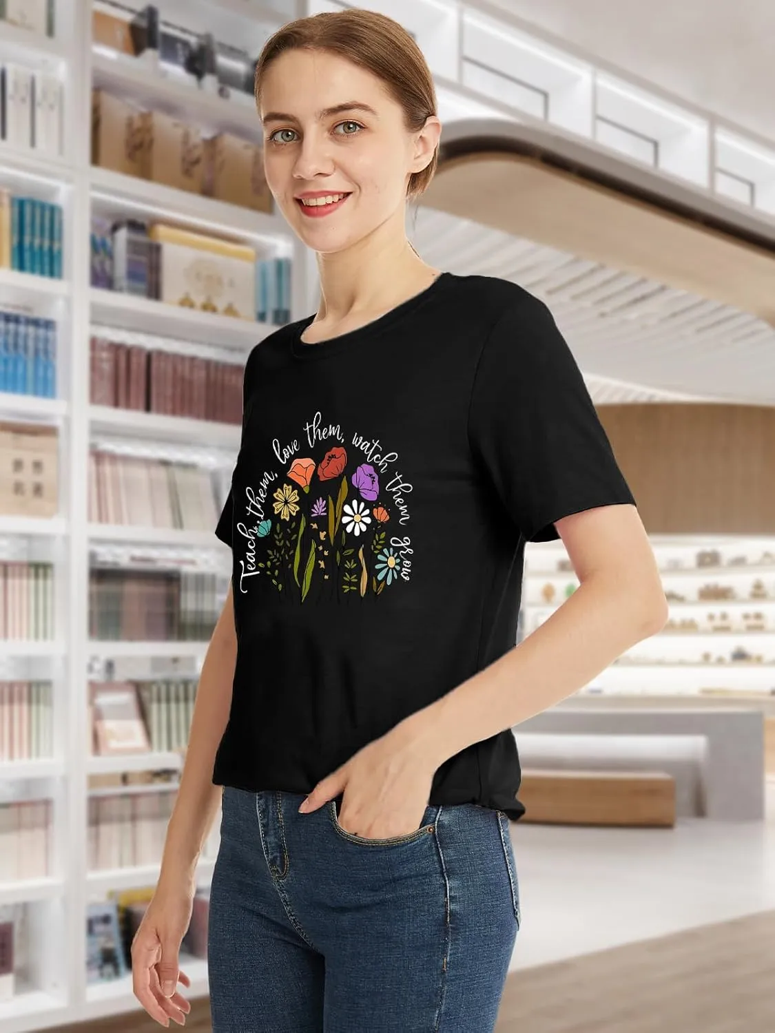 Savarana Women's Spread Kindness Shirt Cute Wildflower Botanical T-Shirt Novelty Positive Blessed Tops Tee
