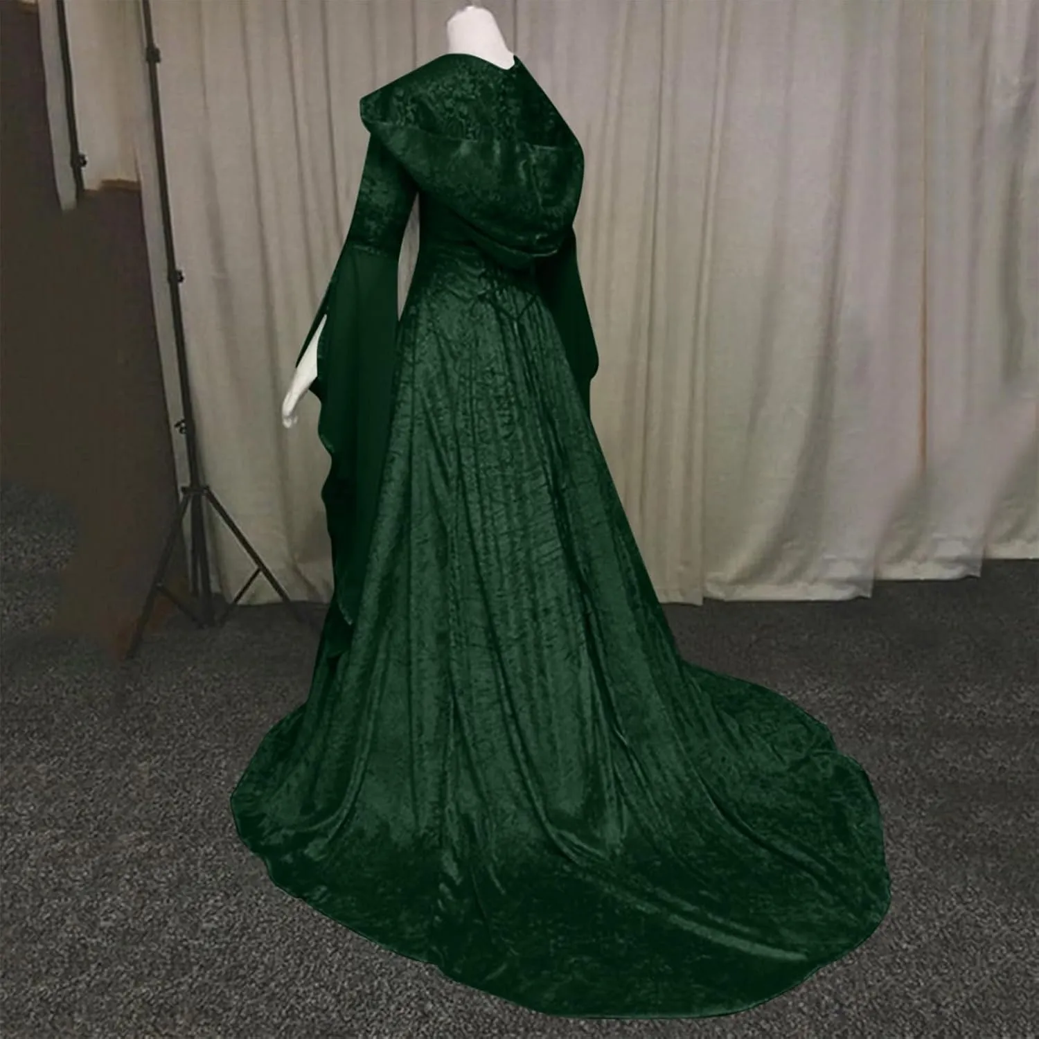 SHOPESSA Women's Gothic Dress with Hood Medieval Costume Corset Renaissance Dress Victorian Dress