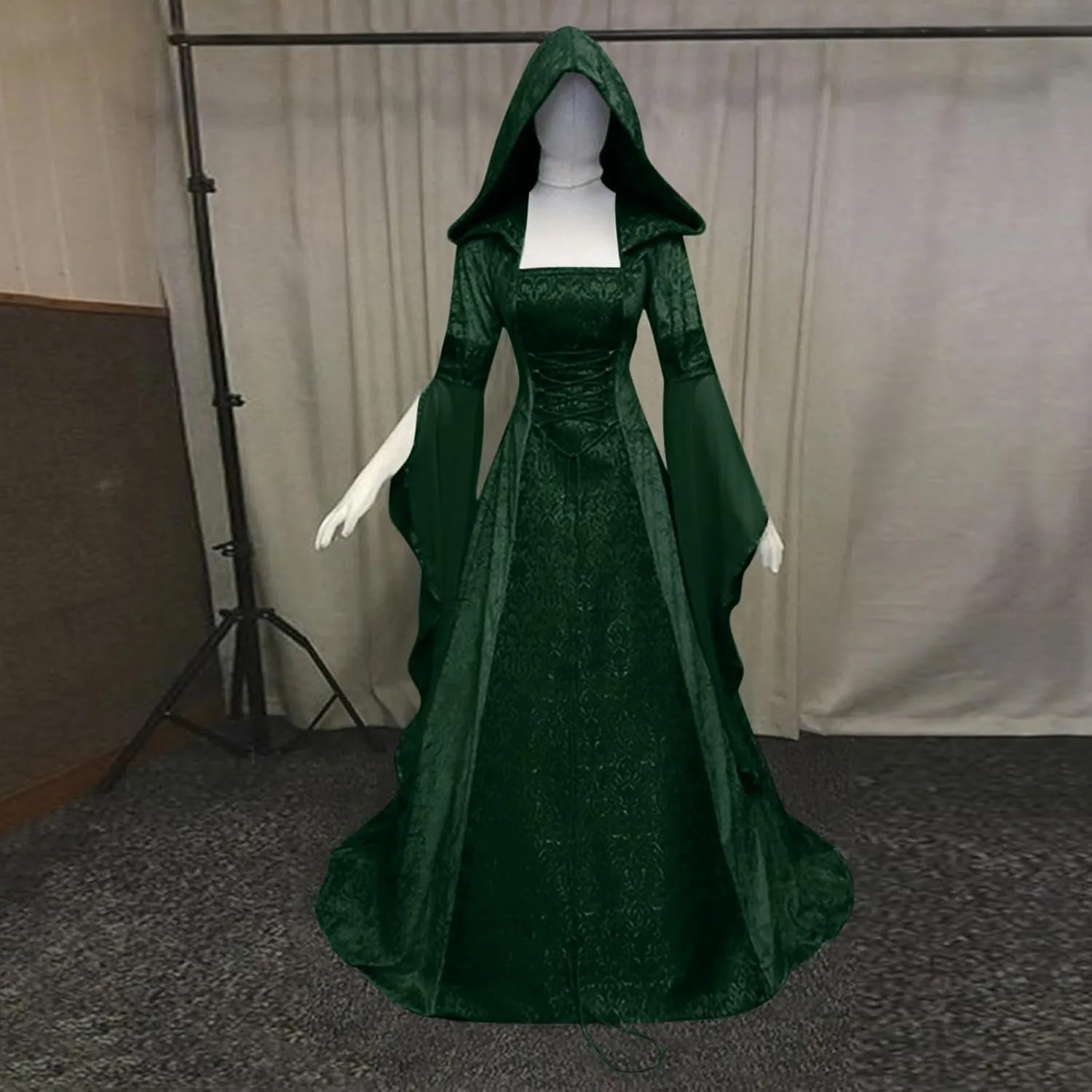 SHOPESSA Women's Gothic Dress with Hood Medieval Costume Corset Renaissance Dress Victorian Dress
