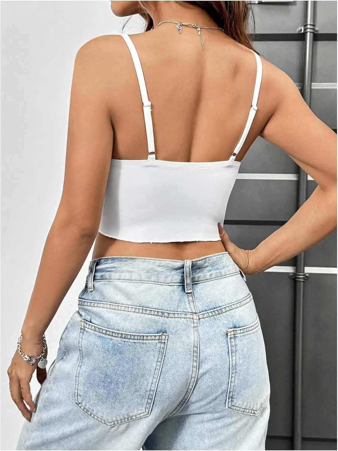 SOLY HUX Women's Twist Split Hem Cami Crop Tops Spaghetti Strap Slim Fit Summer Top
