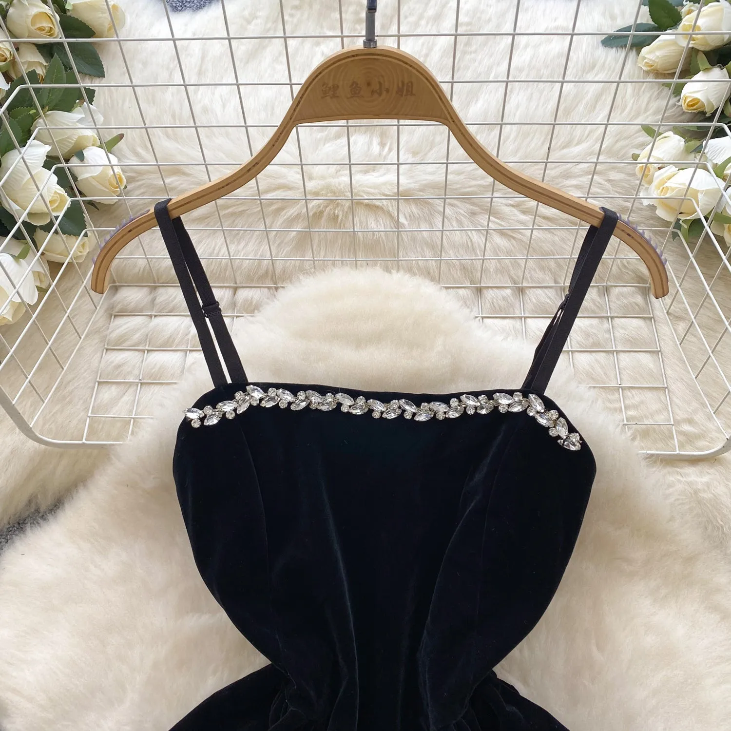 Square Neckline Black Slip Dress