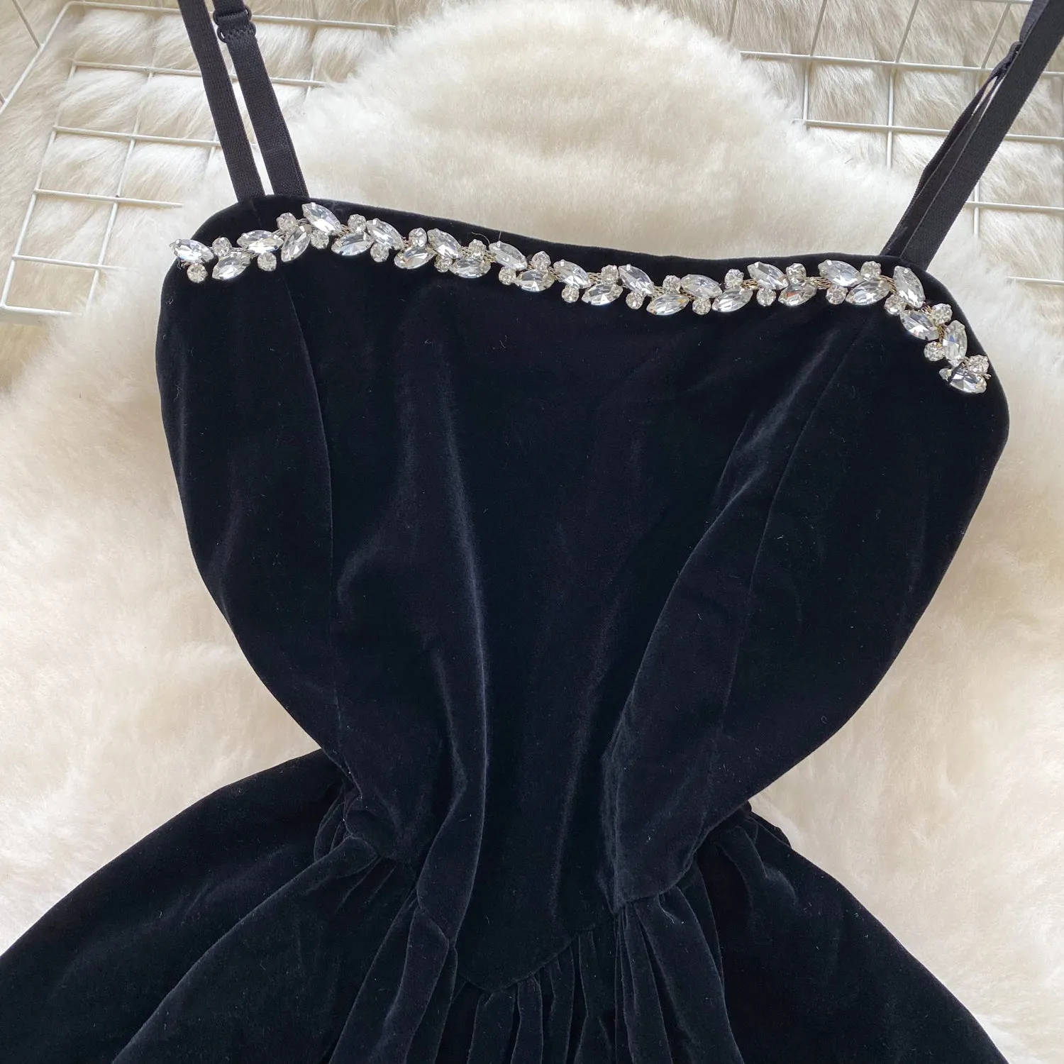 Square Neckline Black Slip Dress