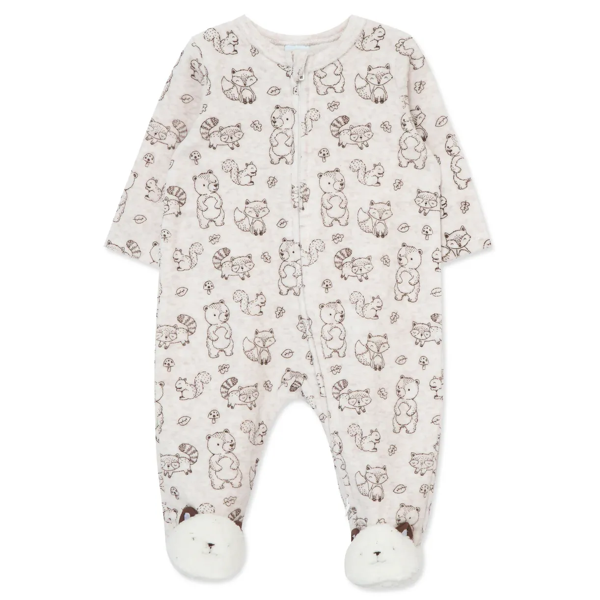 Tan Velour Woodland Footie