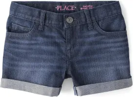 The Children's Place Girls Roll Cuff Denim Shortie
