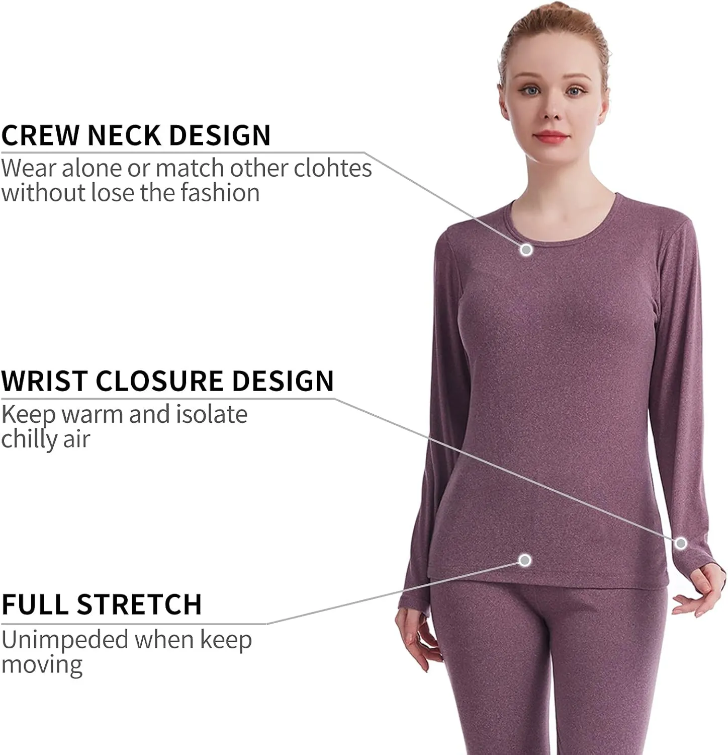 Thermal Underwear for Women Long Johns Womens Pajamas Set Solid Ultra Soft Long Sleeve Base Layer Gifts with Box