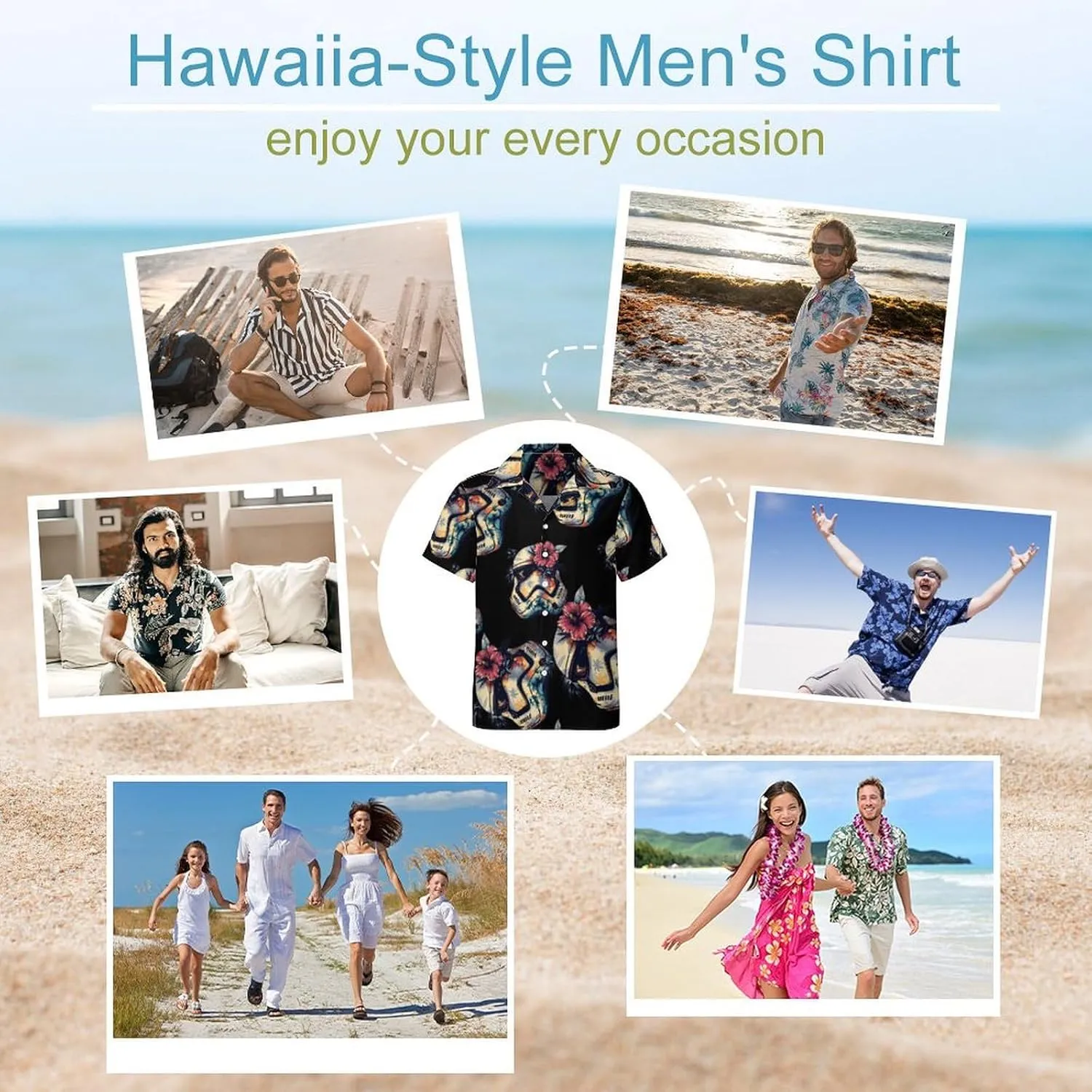 Tropical Stormtrooper Floral Print Men's Hawaiian Shirt Cuban Collar Shirt Short Sleeve Button Down Tops Beach T Shirts