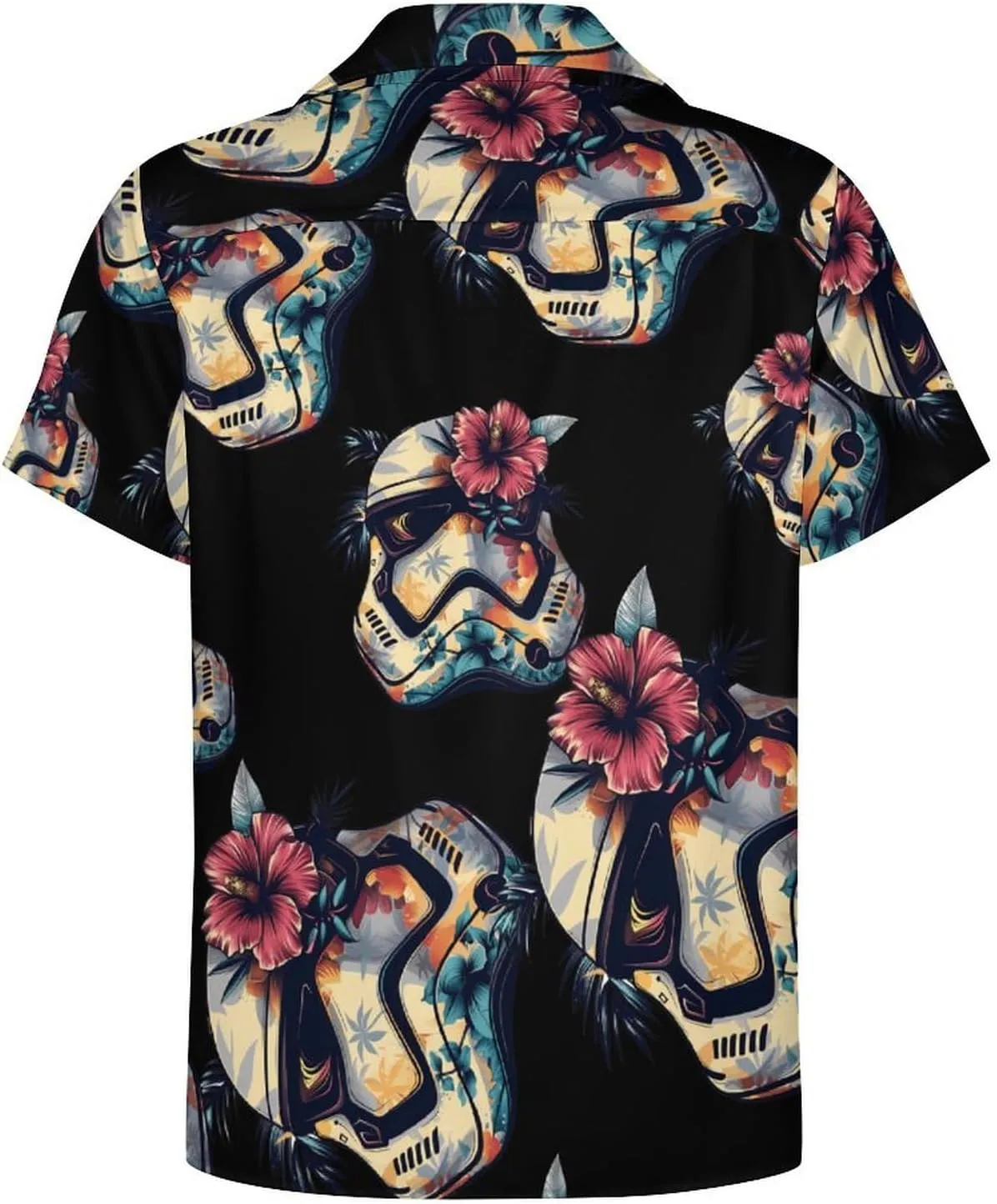 Tropical Stormtrooper Floral Print Men's Hawaiian Shirt Cuban Collar Shirt Short Sleeve Button Down Tops Beach T Shirts