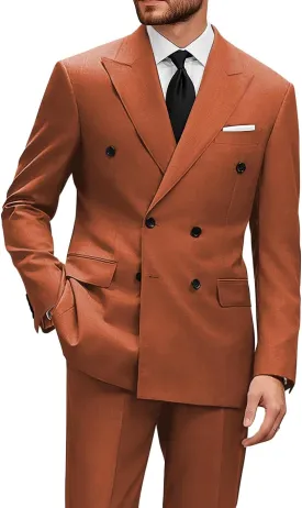 Wangyue Mens Double Breasted Suit 2 Piece Slim Fit Suits Double Breasted Blazer Men Wedding Prom Suit Jacket Pants Set