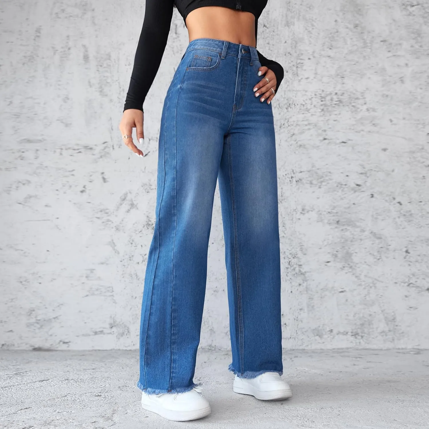 Wide Leg Jeans for Women High Waist Straight Leg Baggy Bootcut Jeans Trendy Loose Fit Boyfriend Denim Pants