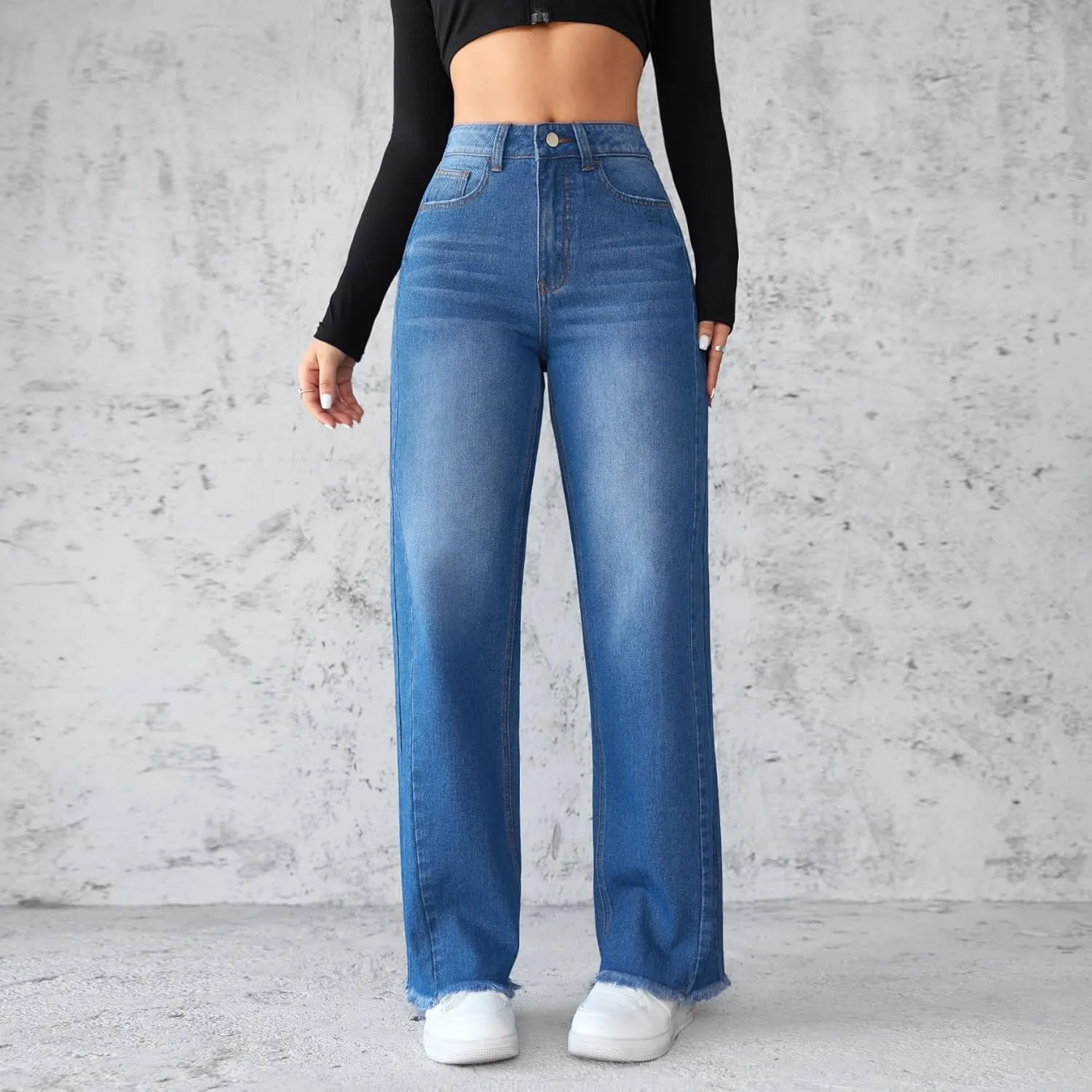 Wide Leg Jeans for Women High Waist Straight Leg Baggy Bootcut Jeans Trendy Loose Fit Boyfriend Denim Pants