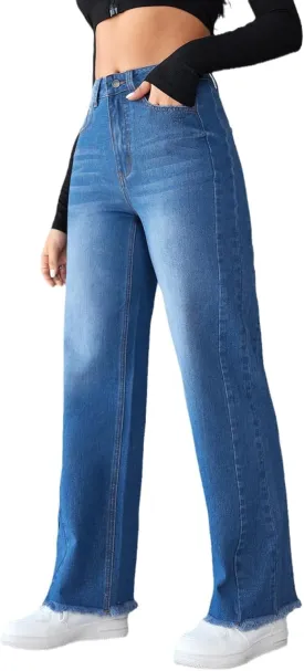 Wide Leg Jeans for Women High Waist Straight Leg Baggy Bootcut Jeans Trendy Loose Fit Boyfriend Denim Pants