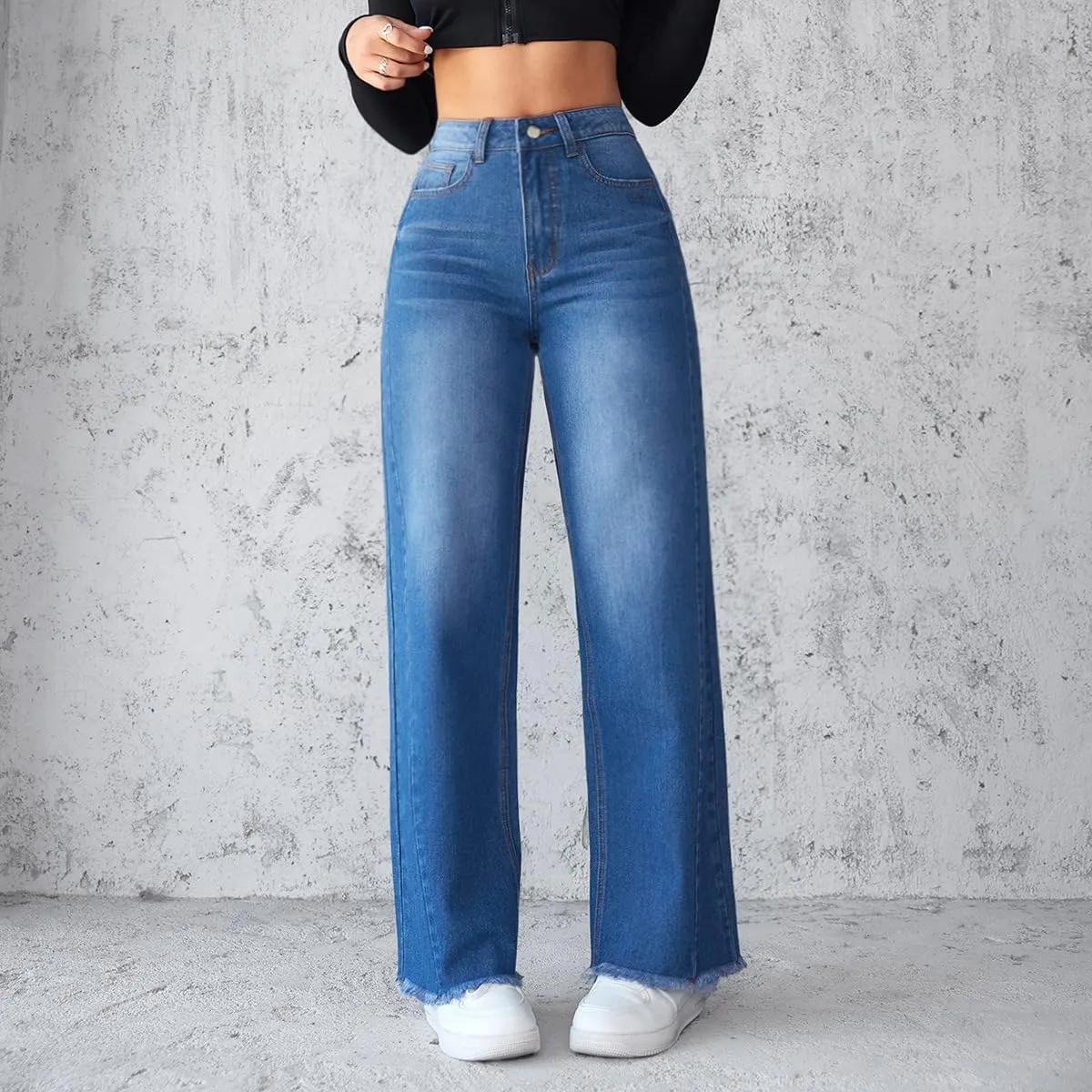 Wide Leg Jeans for Women High Waist Straight Leg Baggy Bootcut Jeans Trendy Loose Fit Boyfriend Denim Pants