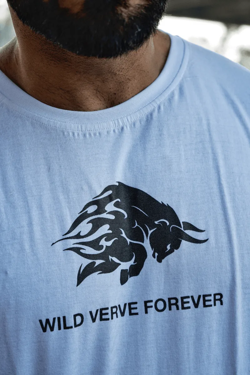 Wild Verve Forever Fiery Bull Oversized T-shirt (White)