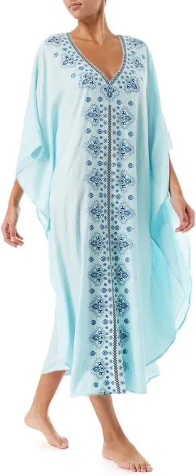 Women Long Tunic Dress Kaftan Maxi Dress Batwing 3/4 Sleeve Plus Size Summer Dress