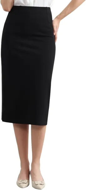 Womens Classic Below Knee Pencil Skirt Stretch Line Midi Skirt of Business Casual Outfits